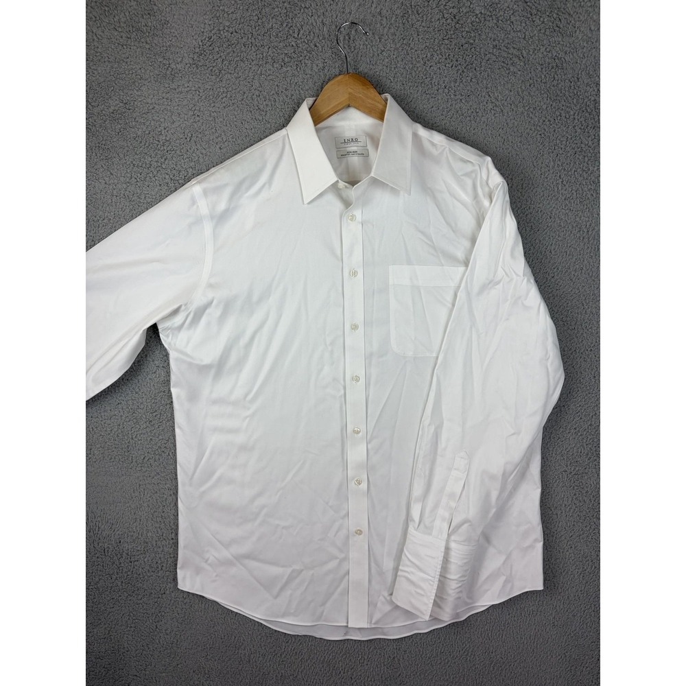 ENRO Shirt Mens 17 White Solid Non Iron Regular Fit Dress Long Sleeve Cotton Men